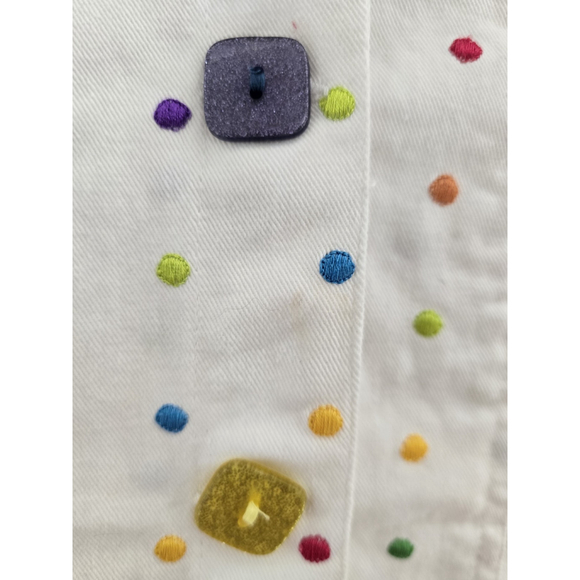 Kerin hart White W/colorful Dots Lined Long Sleeve Bitton Jacket. Ladies Size 2X - Picture 5 of 9